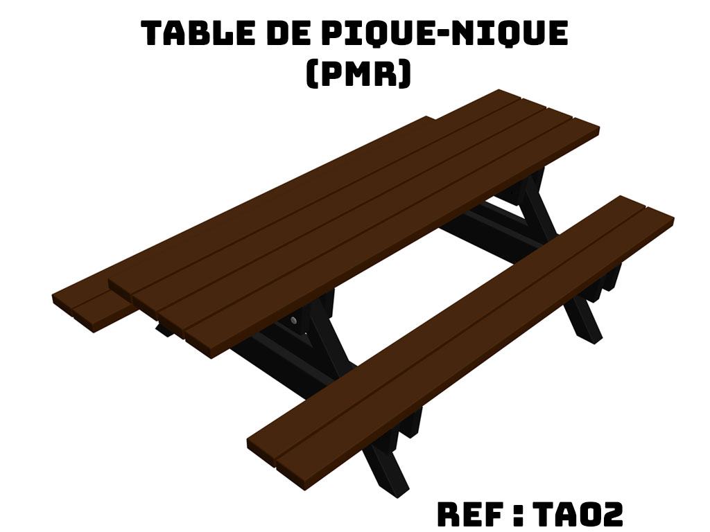 Table de pique-nique PMR en bois