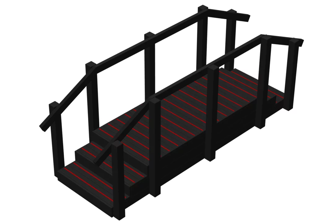 Escalier avec plateforme et rampes