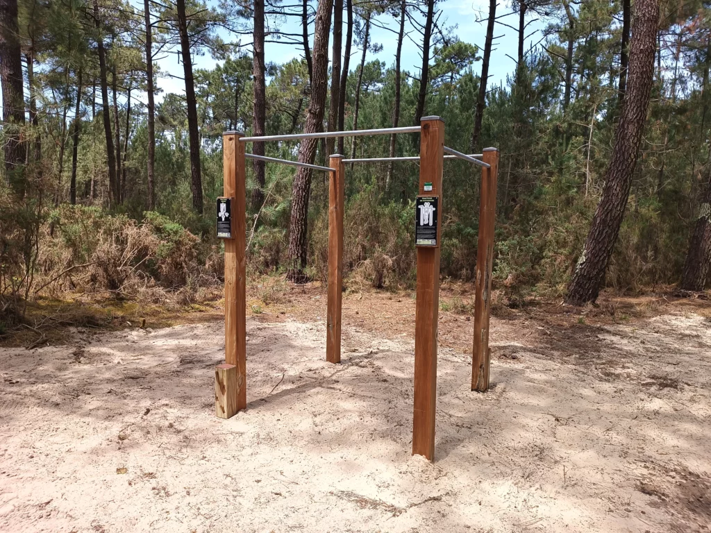 Parcours sportif - Pin classe 4 - Montalivet - Barres fixes en carré