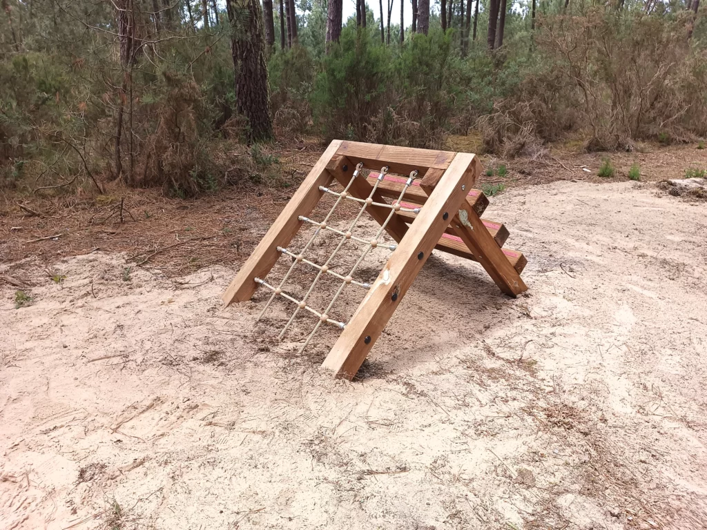 Parcours sportif - Pin classe 4 - Montalivet - Echelle oblique et filet