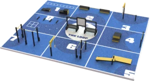 Parcours sportif extérieur THE LOOP L avec 8 stations fitness pour expérience immersive et entraînement intensif