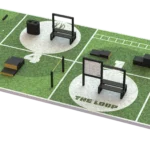 Espace sportif extérieur THE LOOP M avec 6 stations fitness pour un entrainement structuré en extérieur