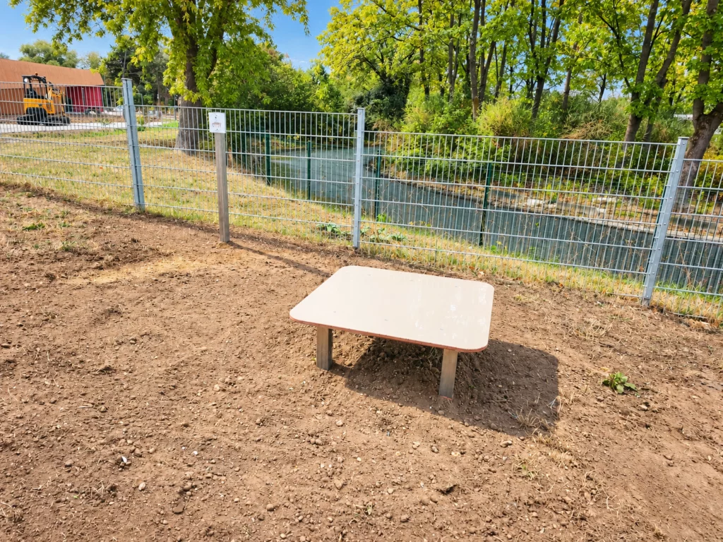 Table assis agility pour chien en inox et HPL antidérapant